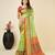 green silk blend printed saree with blouse