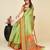 green silk blend printed saree with blouse