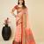 peach silk blend printed saree with blouse