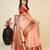 peach silk blend printed saree with blouse