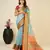 sky blue silk blend printed saree with blouse