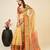 yellow silk blend printed saree with blouse