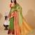 green chanderi printed saree with blouse