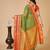 green chanderi printed saree with blouse