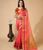 maroon chanderi printed saree with blouse