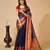 navy blue chanderi printed saree with blouse