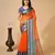 orange chanderi printed saree with blouse