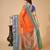 orange chanderi printed saree with blouse