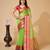 parrot green chanderi printed saree with blouse