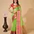 parrot green chanderi printed saree with blouse