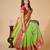 parrot green chanderi printed saree with blouse