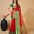 red chanderi printed saree with blouse