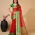 red chanderi printed saree with blouse