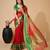 red chanderi printed saree with blouse