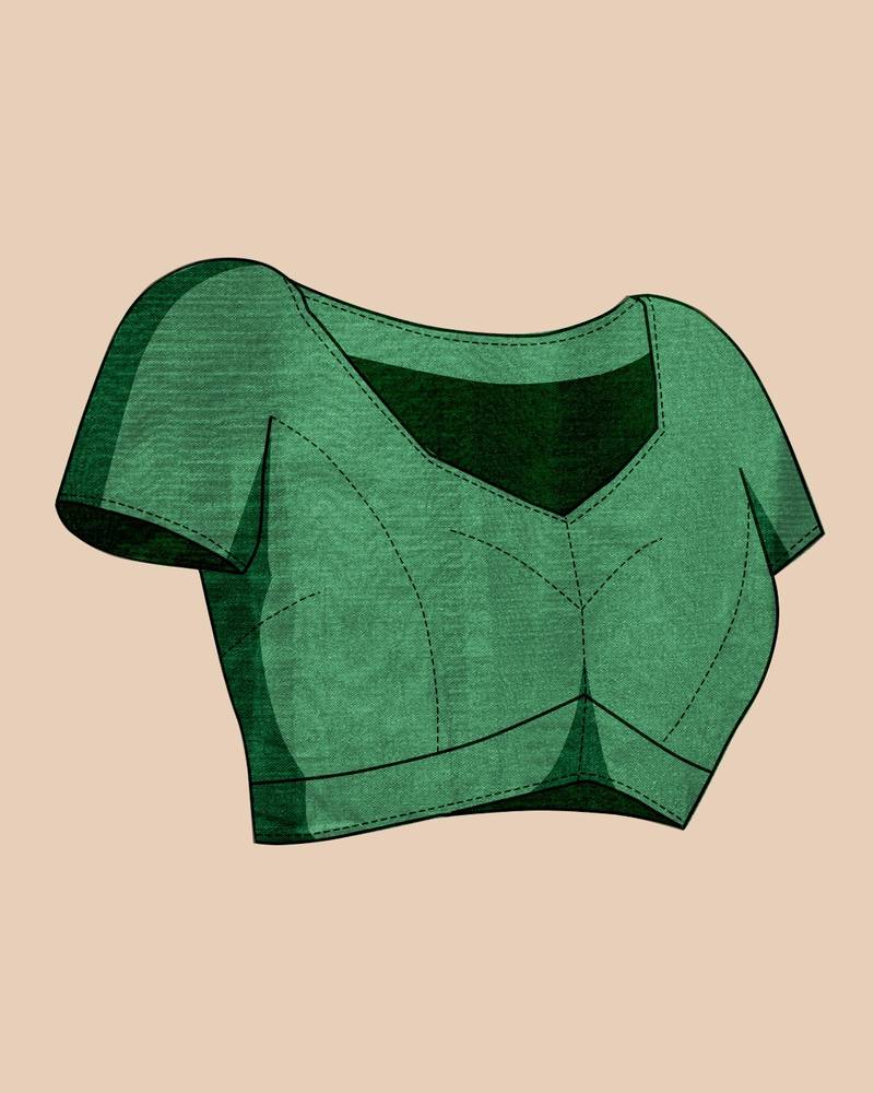 red chanderi printed saree with blouse