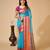 sky blue chanderi printed saree with blouse