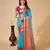 sky blue chanderi printed saree with blouse