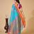 sky blue chanderi printed saree with blouse