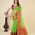 green chanderi printed saree with blouse
