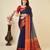 navy blue chanderi printed saree with blouse