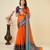 orange chanderi printed saree with blouse