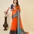 orange chanderi printed saree with blouse