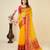 yellow chanderi printed saree with blouse