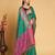 teal silk blend printed saree with blouse