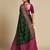 green silk blend printed saree with blouse