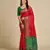 red silk blend printed saree with blouse