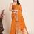 orange chanderi printed saree with blouse
