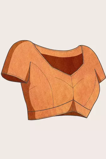 orange chanderi printed saree with blouse