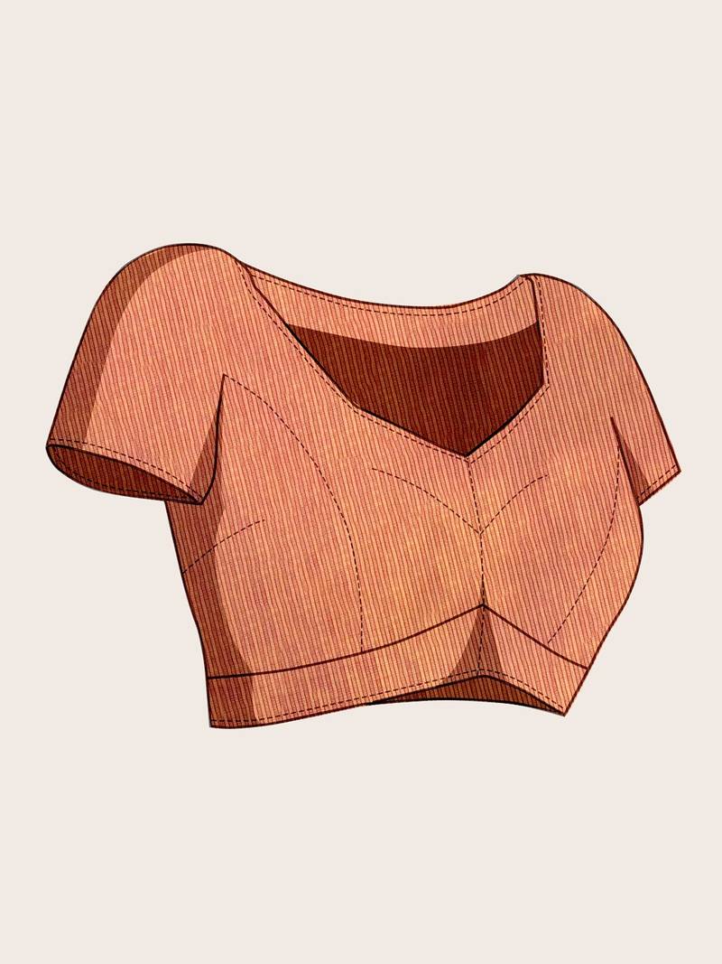 peach chanderi printed saree with blouse