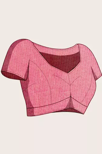 pink chanderi printed saree with blouse