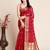 red chanderi printed saree with blouse