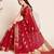 red chanderi printed saree with blouse