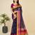 blue chanderi printed saree with blouse