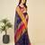 blue chanderi printed saree with blouse