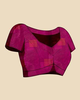 blue chanderi printed saree with blouse 4