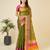green chanderi printed saree with blouse