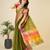 green chanderi printed saree with blouse