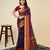blue chanderi printed saree with blouse