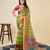 green chanderi printed saree with blouse