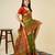 parrot green chanderi printed saree with blouse