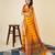 yellow chanderi printed saree with blouse