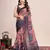 light pink linen printed saree with blouse
