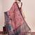 light pink linen printed saree with blouse