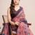 light pink linen printed saree with blouse