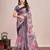 purple linen printed saree with blouse