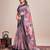 purple linen printed saree with blouse